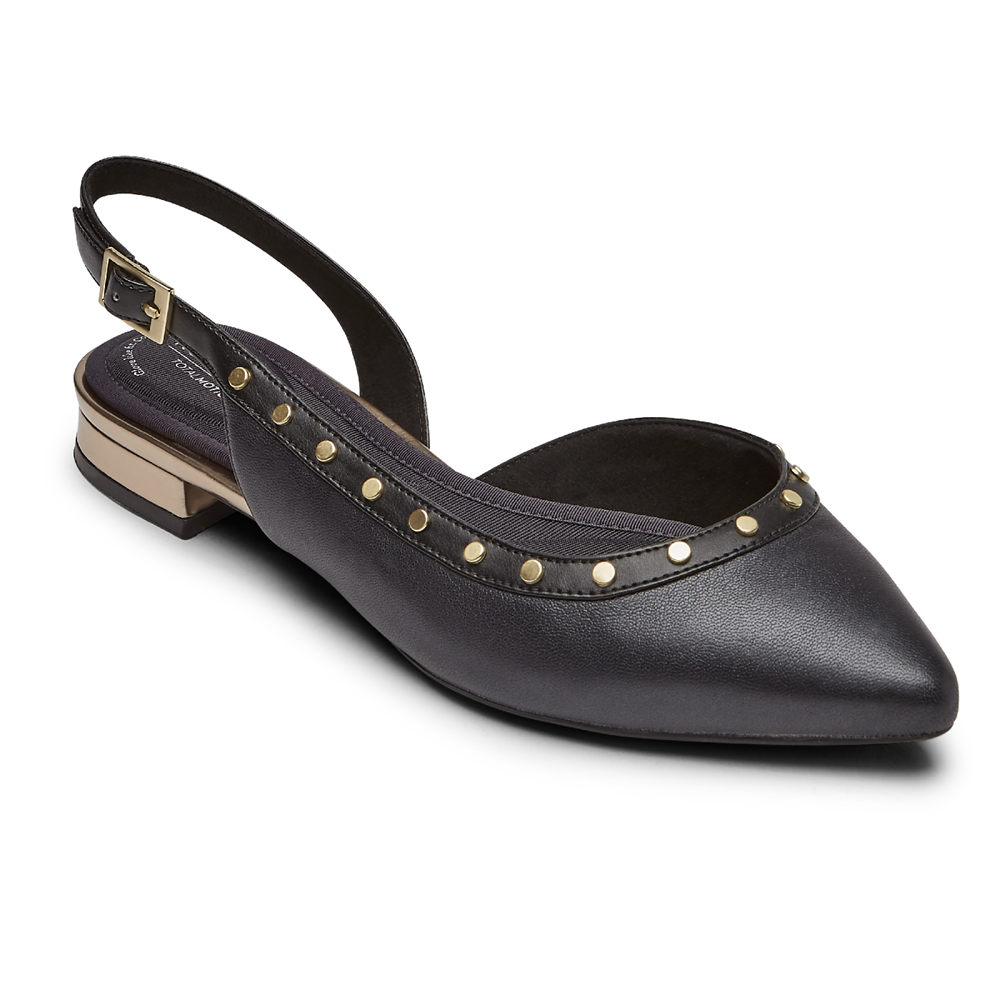 Slingback Rockport Mujer Mexico - Total Motion Zuly Studded Negros - AHVZF9471